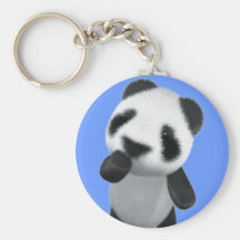 Cute 3d Panda Thinks (editable) Keychains
