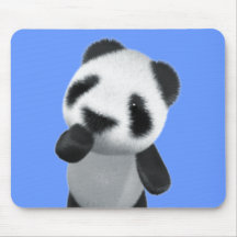 Cute 3d Panda Thinks (editable) Mousepads