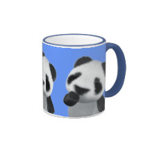 Cute 3d Panda Thinks (editable) Mugs