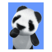 Cute 3d Panda Thinks (editable) Post Cards