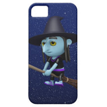 Cute 3d Witch Flying Broomstick (editable)