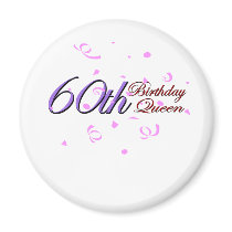 Cute, "60th Birthday Queen" Fridge Magnets