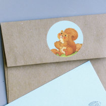 Cute Adorable Squirrel Nuts Round Stickers