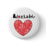 Cute Adorkable heart Pinback Buttons