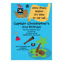 Cute Ahoy Mates Pirate Birthday Party Invitations