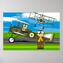 Cute Airforce Pilots and Biplanes Posters
