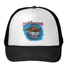 Cute And Dangerous Puffer Fish Blue Hat