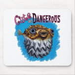Cute And Dangerous Puffer Fish Blue mousepads