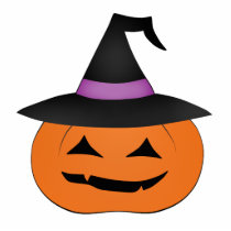 Cute and happy pumpkin with witch hat photo cutouts