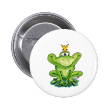 Cute and whimsical Frog Prince by Gerda Steiner Pinback Buttons