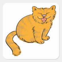Cute and Yawning Cat Square Sticker