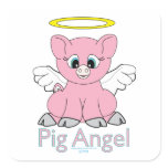 Cute Angelic Pig Square Stickers