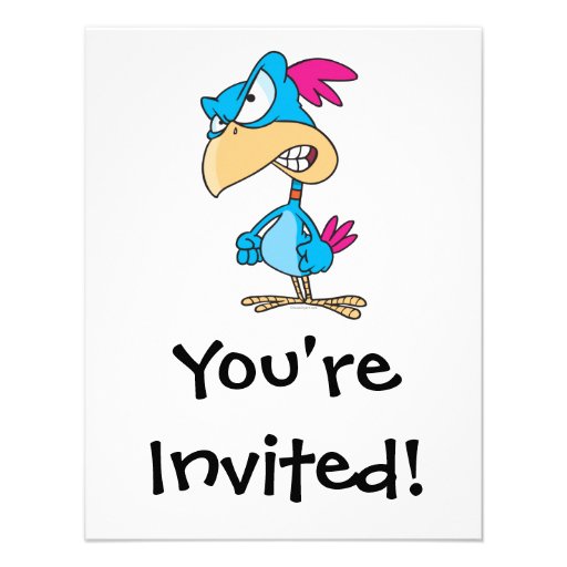 cute angry mean bird cartoon character custom invitations