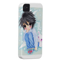 Cute anime boy with lollipop and kawaii bunny Case-Mate iPhone 4 case