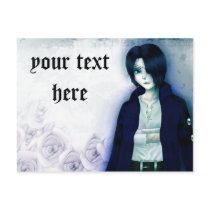 Cute anime emo boy post card