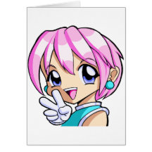 Cute Anime Girl Greeting Cards