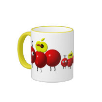Cute ant with apple coffee mugs