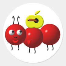 Cute ant with apple sticker