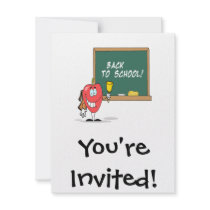 cute apple with back to school chalkboard cartoon invitations
