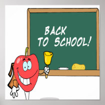 cute apple with back to school chalkboard cartoon print