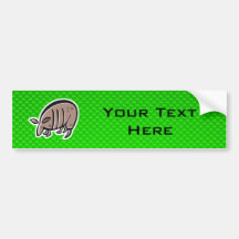 Cute Armadillo; Green Bumper Stickers