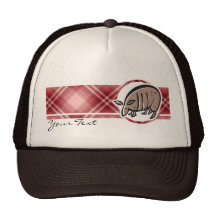 Cute Armadillo; Red Plaid Mesh Hat