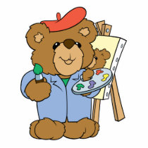 Cute Artist Teddy Bear Acrylic Cut Out