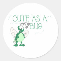 Cute As A Bug (Green) Round Stickers