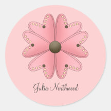 Cute as a Bug · Pink Flower Round Stickers