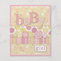 Cute as a Button Girl Advice Card Custom Flyer