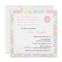 Cute as a Button Girl Baby Shower Invitation