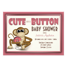 Cute as a Button Pink Baby Shower Invitation