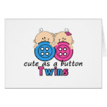 Cute As A Button Twin Girl & Boy Greeting Cards