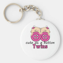 Cute As A Button Twin Girls Key Chain