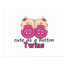 Cute As A Button Twin Girls Post Card