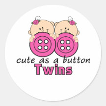 Cute As A Button Twin Girls Sticker