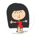 CUTE ASIAN GIRL ROUND STICKERS