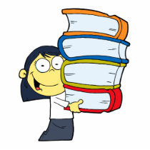 cute asian girl student with lots of books cut outs