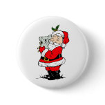 Cute Australian Christmas Santa with koala Pinback Buttons