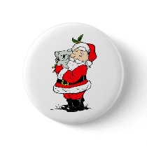 Cute Australian Christmas Santa with koala Pinback Buttons