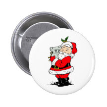 Cute Australian Christmas Santa with koala Pinback Buttons