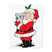 Cute Australian Christmas Santa with koala Postcards