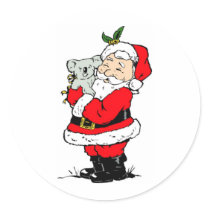 Cute Australian Christmas Santa with koala Round Sticker