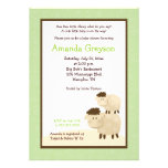 Cute Baa Baa Sheep 5x7 Baby Shower Invite Green