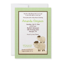 Cute Baa Baa Sheep 5x7 Baby Shower Invite Green