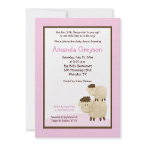 Cute Baa Baa Sheep 5x7 Baby Shower Invite Pink