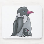 cute baby and mummy penguin mousepads