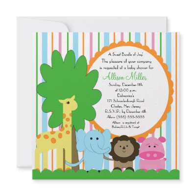 Cute Baby Animal Neutral Baby Shower Custom Invitations by celebrateitinvites