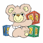 Cute Baby Bear and Blocks Acrylic Cut Outs