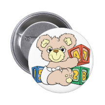Cute Baby Bear and Blocks Pin